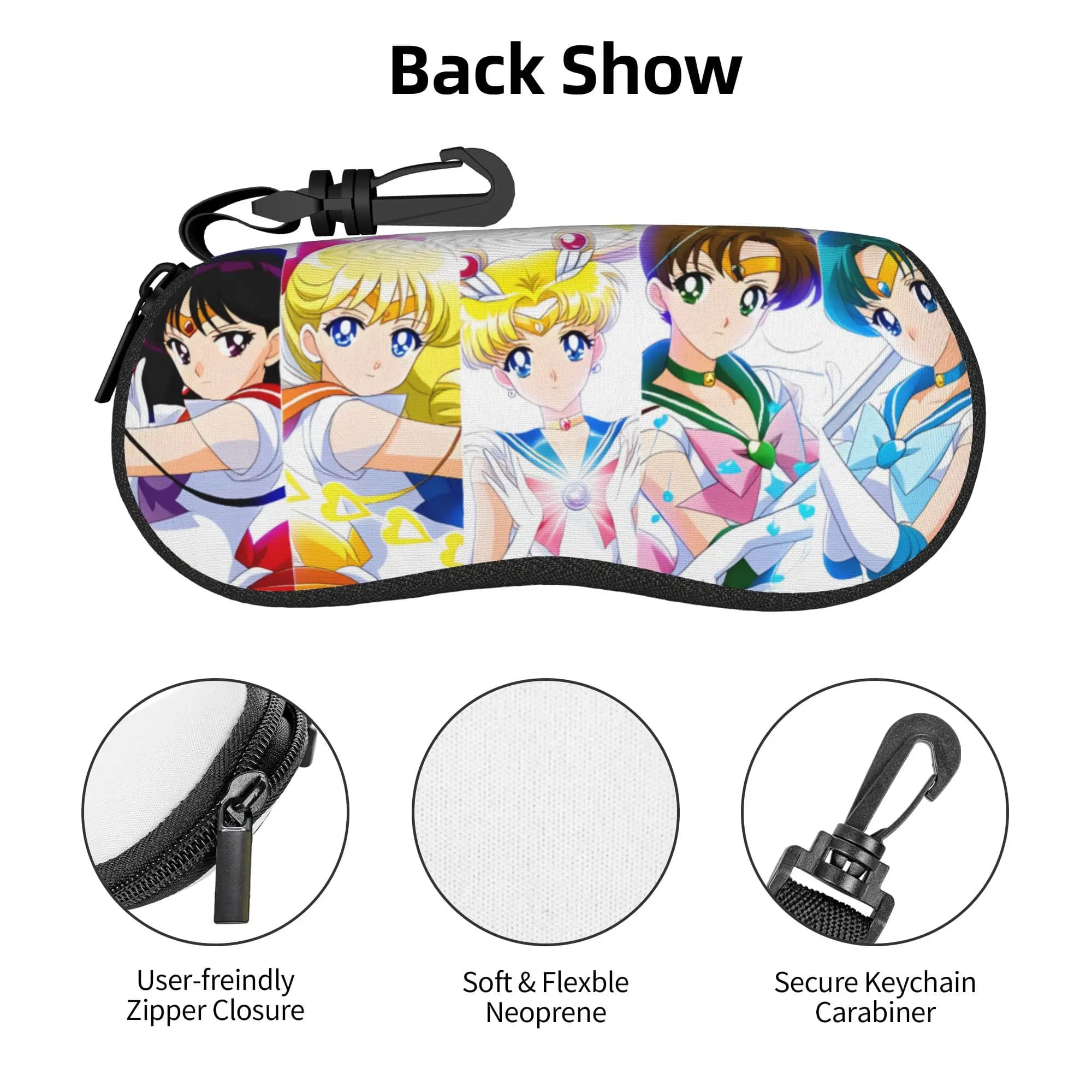 Sailor Moon Venus Jupiter Sunglasses Soft Case Neoprene Zipper Chibi Moon Saturn Shell Eyeglass Case Protective Box For Glasses