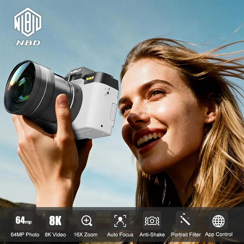 NBD 8K Vlog Camera 64MP Digital Camera S100F with Flip Screen 16X Digital Zoom AF Optical Viewfinder Compact Camera for YouTube
