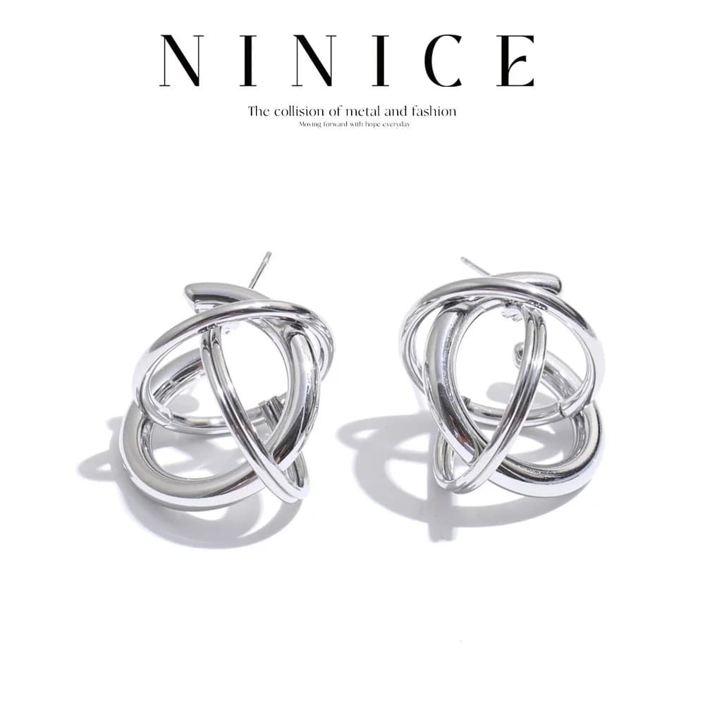 NiNice Stainless Steel Hollow Geometric Stud Earrings Prevent Allergy Stylish Unique Design Unusual Jewelry Wholesale