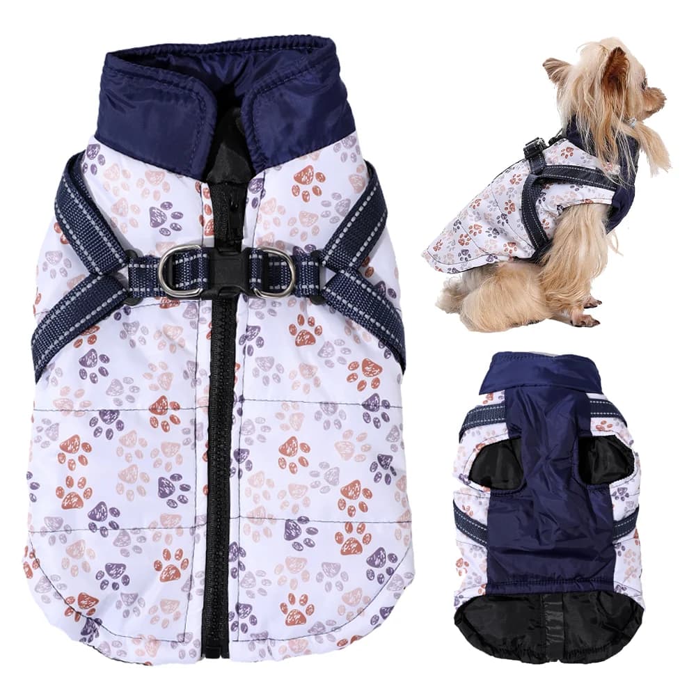 Vestiti riflettenti per cani con cerniera per imbracatura Cappotto invernale caldo per animali domestici impermeabile per cani di piccola taglia e media Giacca antivento per cuccioli