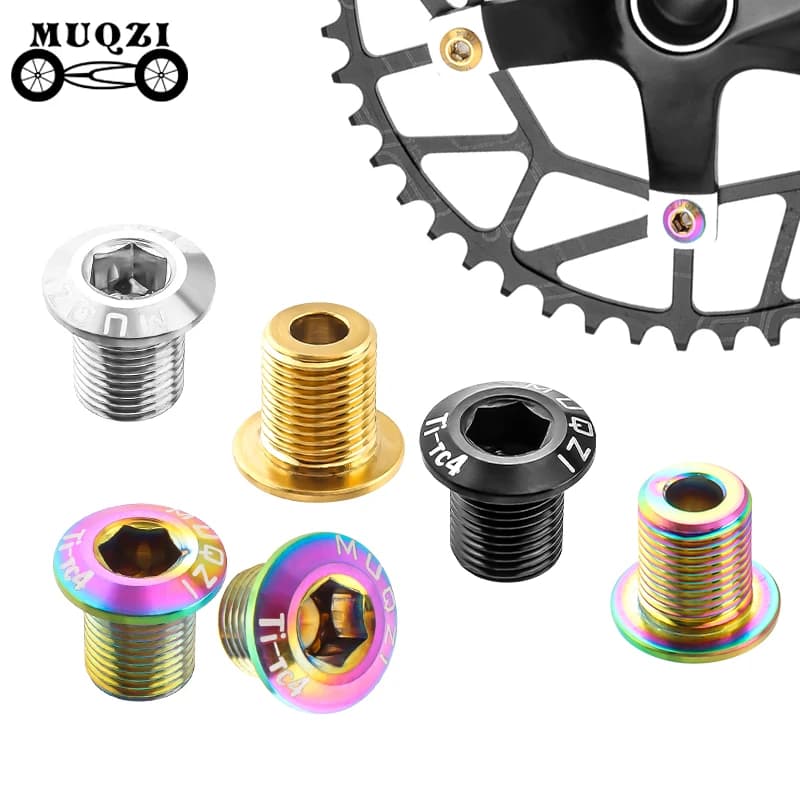 MUQZI 4/5PCS Chainring Bolts TC4 Titanium Alloy Single Double Chainring Screws For MTB Road Bike Crank Chainwheel Bolts