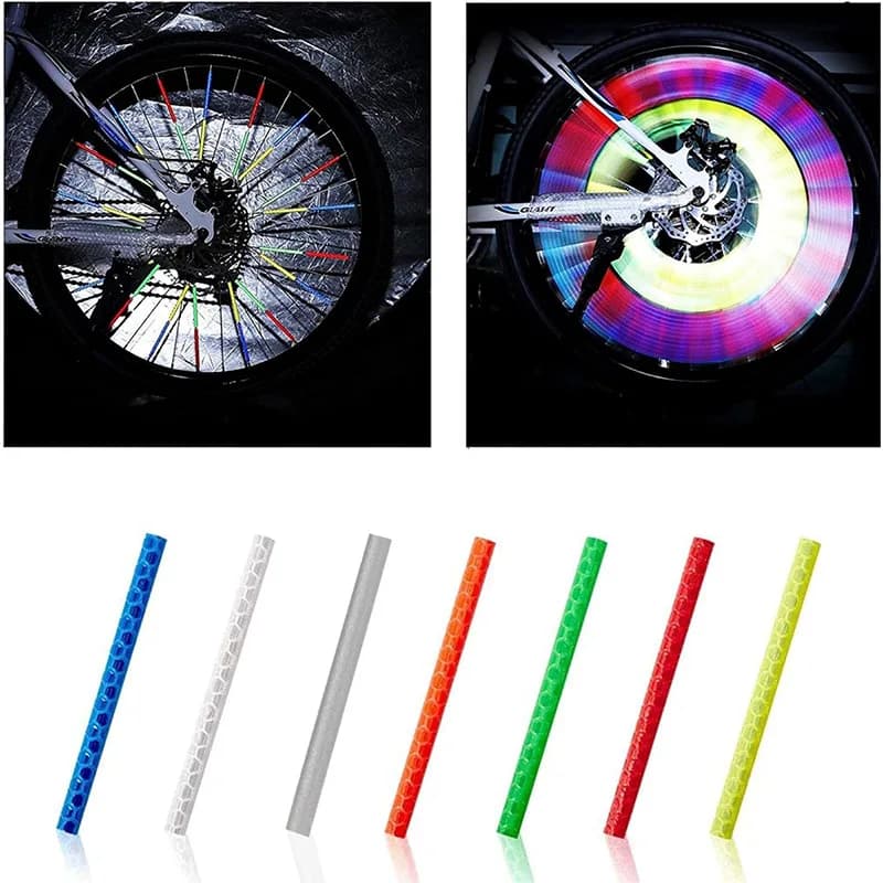 Raggi della ruota della bicicletta Adesivo riflettente Striscia del tubo Spia Kit di sicurezza riflettente per riflettore da ciclismo MTB da 7,5 cm fai-da-te