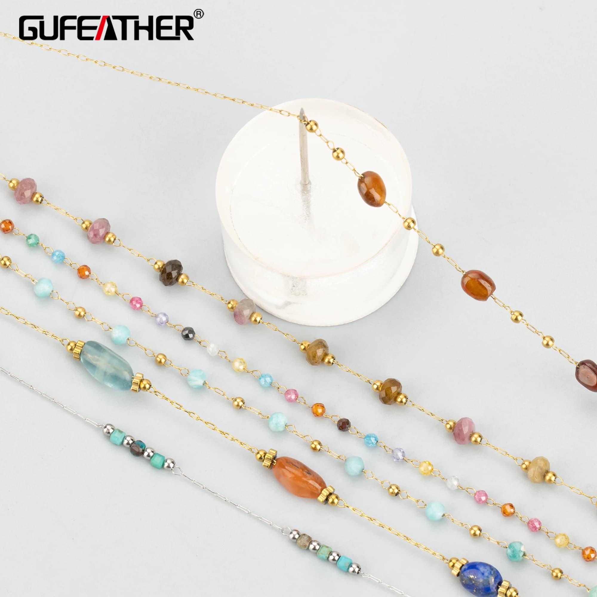 GUFEATHER, 10 m/lotto, C429, catena sottile, acciaio inossidabile, fatto a mano, accessori fai da te, creazione di gioielli, collana braccialetto fai da te