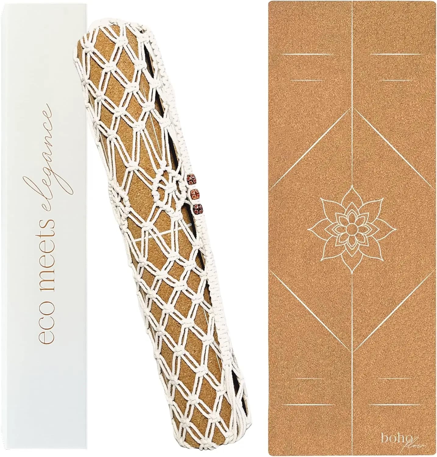 Tappetino Yoga Premium in Sughero 72x26, Spessore 5mm, Antiscivolo per Hot Yoga, Gomma Naturale, Non Tossico, con Linee di Allineamento