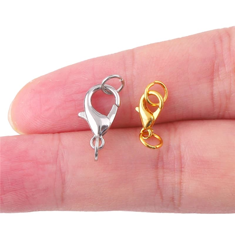 Set da 10/12/14mm di Chiusure a Moschettone in Acciaio Inossidabile con Anelli di Connessione per Bracciali, Collane e Catene - Ideali per Creazione Gioielli Fai da Te
