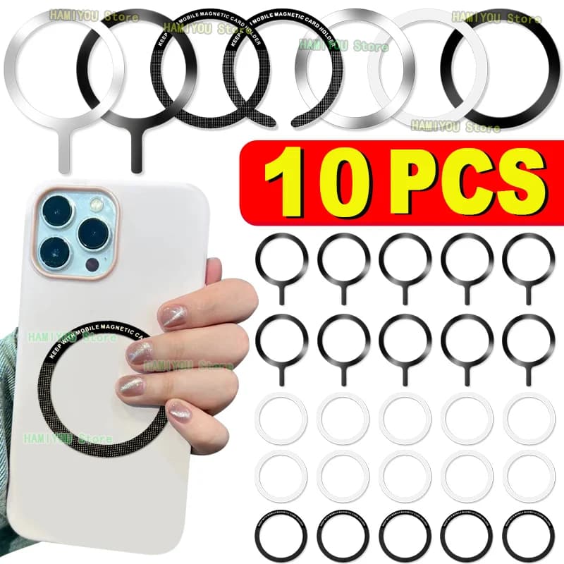 Anello magnetico Q C in metallo da 10-1 pezzi per iPhone 15 14 13 12 11 Pro Max Plus Magnete MagSafe per piastra di ricarica wireless Samsung Xiaomi