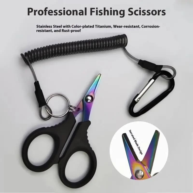Pinze Multifunzione per Taglio Lenza da Pesca, Forbici Affilate in Acciaio Inox Placcato Titanio, Accessori per Pesca alla Carpa all'Aperto