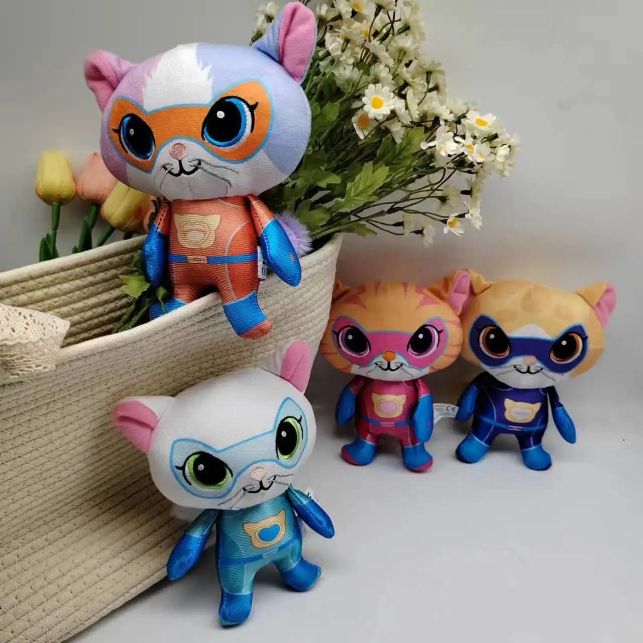 Peluche Superkitties Hero Squad, Simpatico Gatto Cartoonesco Imbottito, Giocattolo Morbido a Forma di Animale, Regalo per Bambini, Compleanno, Natale, Feste