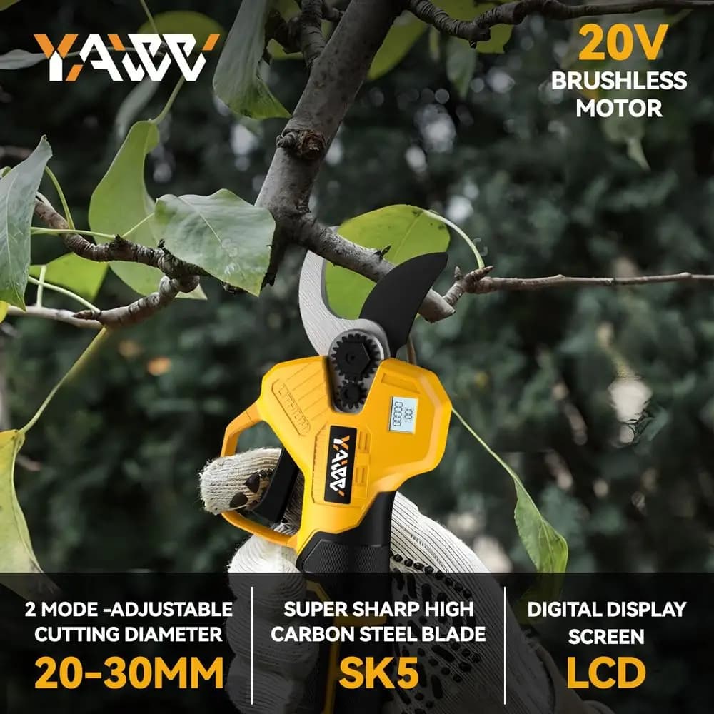 Forbici Elettriche per Potatura Compatibili con Batteria DeWalt 20V, Cesoie Portatili Senza Fili con Display LCD, Lame SK5, Taglio Regolabile