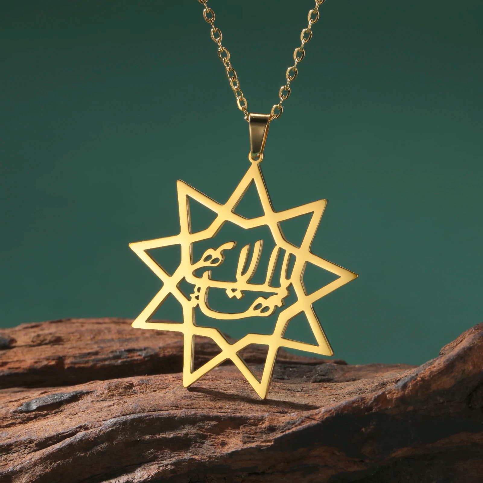 LIKGREAT Nine Point Bahai Bahaism Star Necklace Earring Keyring Suit Persian Calligraphy Farsi Parsi Pendant Jewelry Gift Set