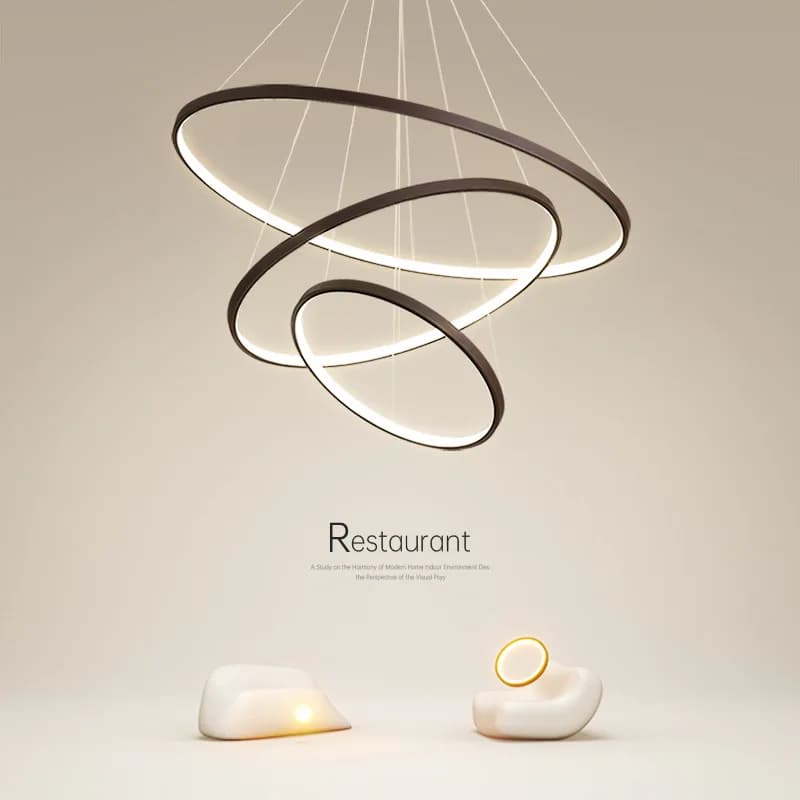 Lampade a Sospensione LED ad Anello Semplici, Lampadario Moderno per Soggiorno, Camera da Letto, Ristorante, Bar, Ingresso, Illuminazione Decorativa Nordica per Interni
