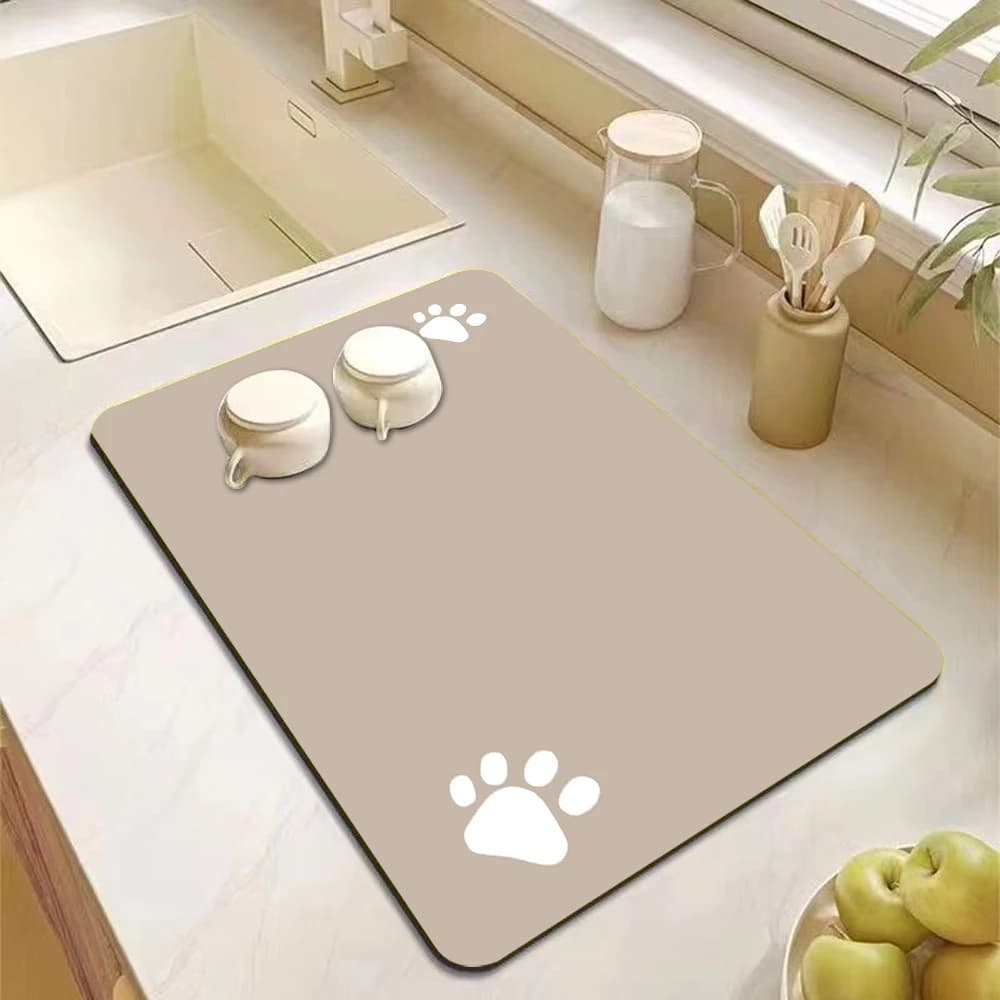 Tappetino Assorbente per Alimentazione Animali Domestici, Asciugatura Rapida, Base in Gomma Impermeabile, Antiscivolo per Ciotole di Cibo e Acqua per Cani e Gatti