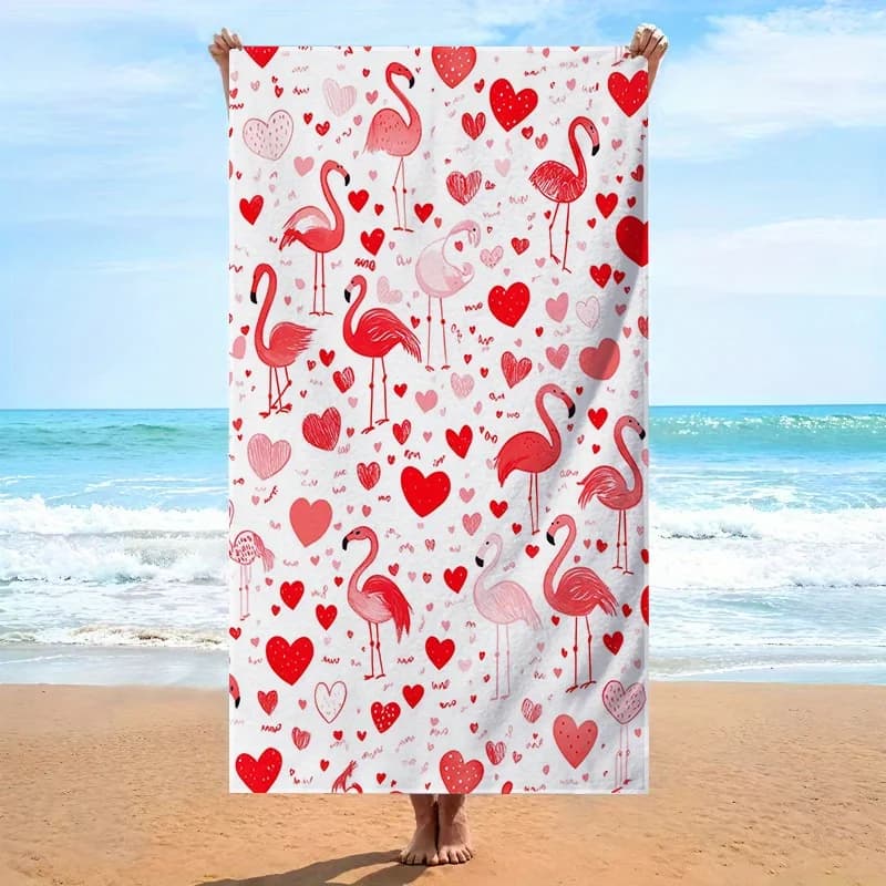 Asciugamano da spiaggia con motivo fenicottero rosa, realizzato in poliestere, lavabile in lavatrice, adatto per nuotare, viaggiare e campeggiare.
