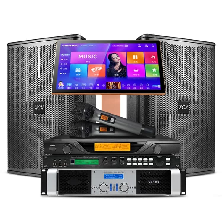 Professional Audio Power Amplifier 19.5-inch Jukebox Machine Karaoke System Set Reverb Effects With Speakers Performance Use