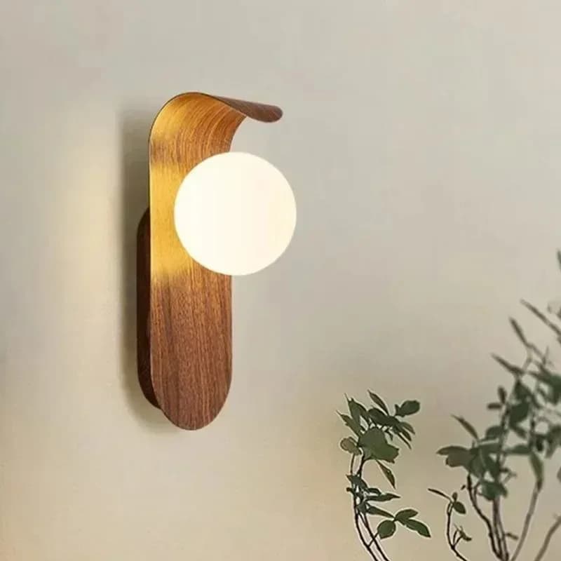 Lampada da Parete in Ferro con Venature di Noce per Ingresso, Ristorante, Corridoio, Camera da Letto con Paralume in Acrilico, Lampadina G9, Illuminazione Decorativa per la Casa