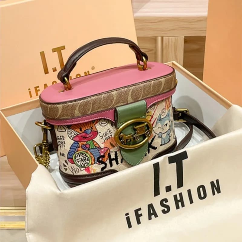 Ladies' Handbag, High-End Chain Bag, Women's 2025 New Retro Carriage Bag, Hand-Held Crossbody Cylindrical Bag, Water Bucket Bag