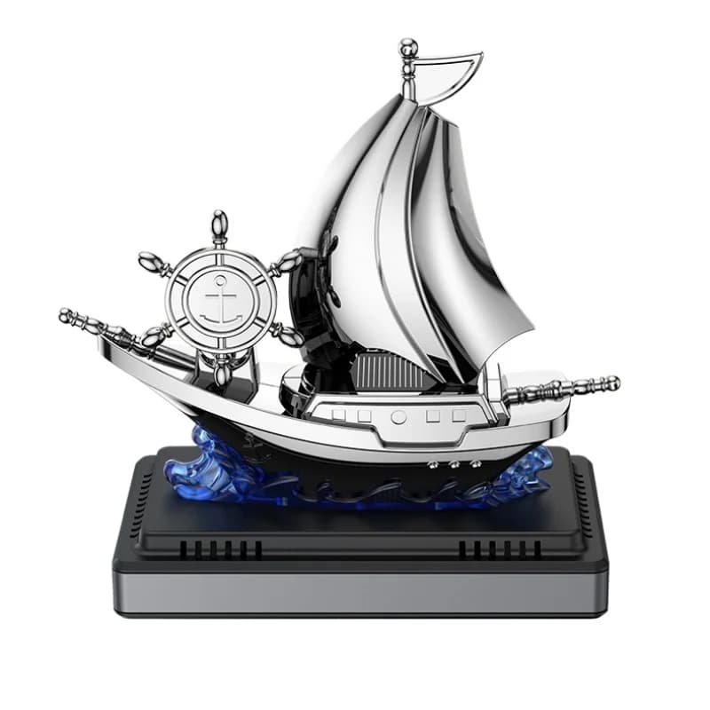 Solar Car Air Freshener Rotating Ocean Blue Sailing Ship Boat Dashboard Perfume Diffuser Aromatherapy Interior Accessories Gifts