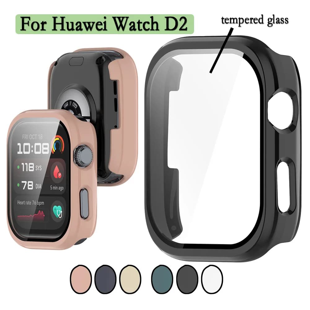 Custodia protettiva 2 in 1 per Huawei Watch D2 con protezione in vetro temperato per schermo, copertura protettiva per orologio con pellicola