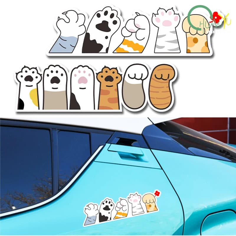 Simpatico gatto colorato artiglio e piccolo cuore finestrini auto adesivi paraurti moto adesivi riflettenti impermeabili