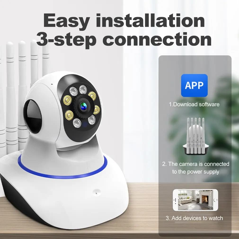 Telecamera di Sicurezza Domestica Wireless WIFI 1080P, Audio Bidirezionale, Registrazione Video, Monitor per Bambini e Animali Domestici