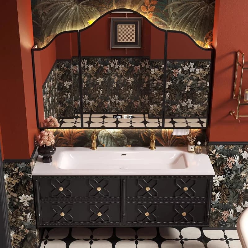 Mobile Bagno Angolare in Legno con Lavabo Integrato MH40YSG - Arredo Casa e Bagno