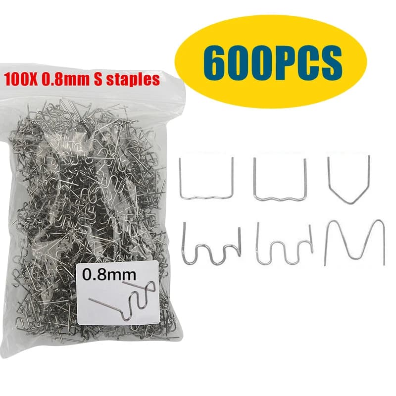 100 pz Saldatore di Plastica Cucitrice A Caldo Standard Pre-tagliato Graffette Ondulate Paraurti Corpo di Riparazione 0.8/0.6mm Strumenti di Saldatura In Acciaio Inox