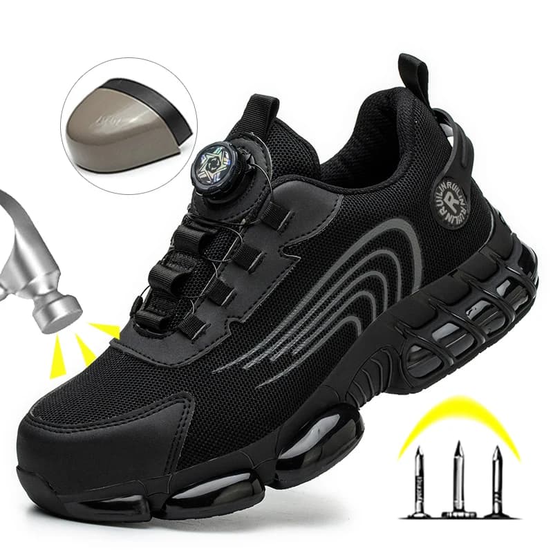 Steel Toe Protection Safety Shoes Men Rotating Button Work Safety Shoes for Men Anti-smash Anti Puncture Work Shoes Sneakers