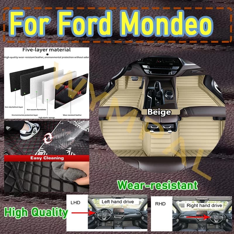 Luxury Car Floor Mats For Ford Mondeo Fusion Mk V 4 2013~2016 Anti-dirt Pads Rug Para Auto Dust Pad Car Accessories full set