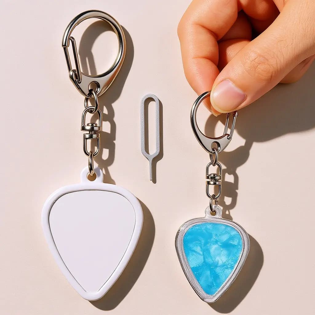 Portachiavi Trasparente a Forma di Cuore per Plettri da Chitarra - Custodia Trasparente per Collezione di Plettri