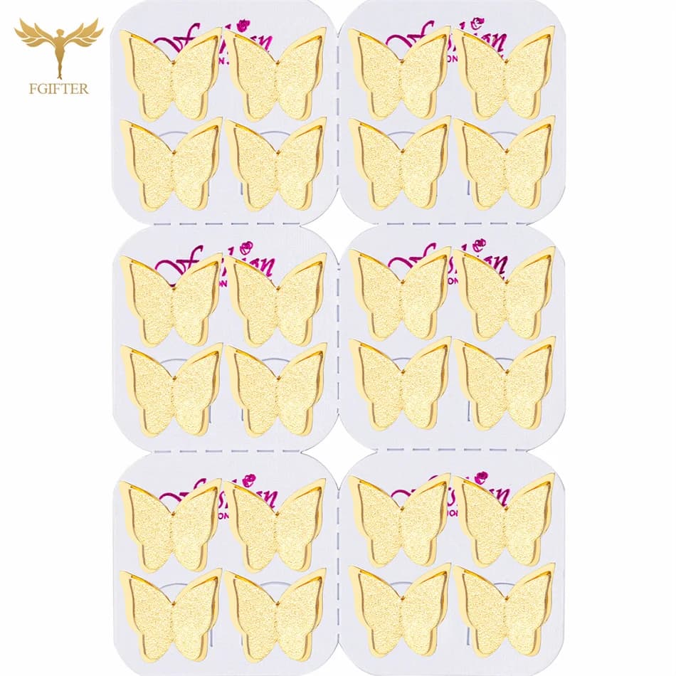 Pack of 12 Paia of Butterfly Shaped Pearl Earrings, Accessories for Women's Eye Piercings, Cool Gifts for Party, Supplies for Stand