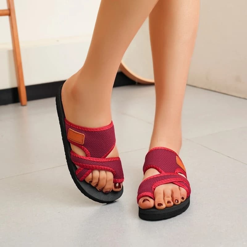 Sandali piatti da donna casual con punta aperta, sandali da spiaggia estivi comodi per le vacanze, ciabatte da donna taglie grandi, Sandalias Mujer