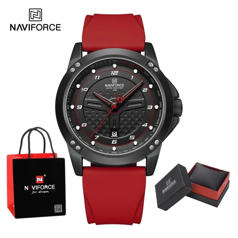 Package Gifts NAVIFORCE Men's Watches Sport Silicone Strap Casual Quartz Wristwatch Fashion Waterproof Male Luminous Clock Male