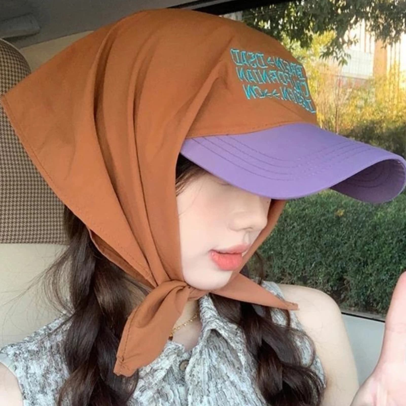 Bandana Embroidery Baseball Cap for Summer, Adjustable Brim Visor Hat Stylish Scarf UV Protection for women beach Hats