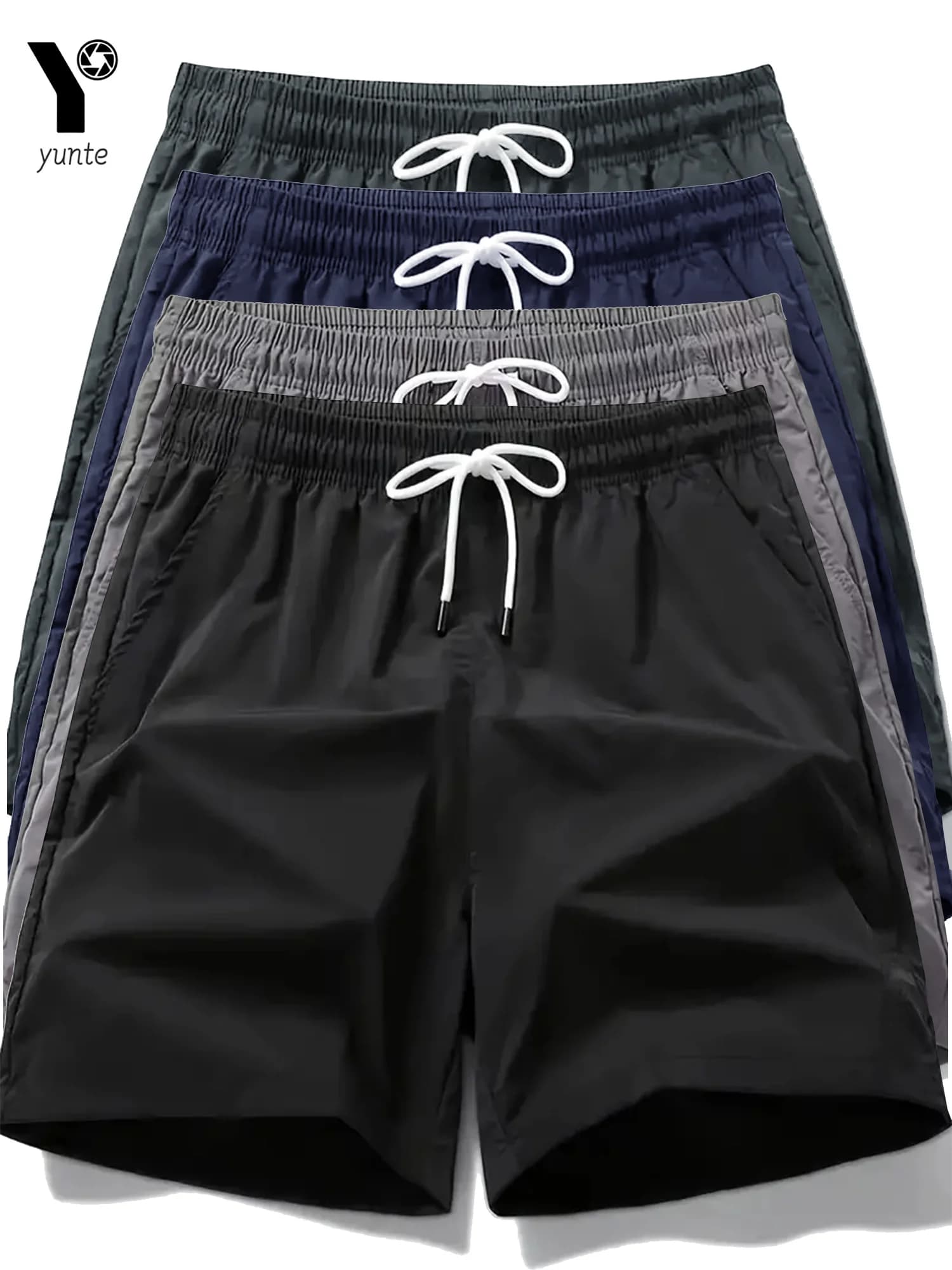 Men sports shorts fast drying 4 colors loose elastic belt Casual in pack of 4 with light draw suitable for running and