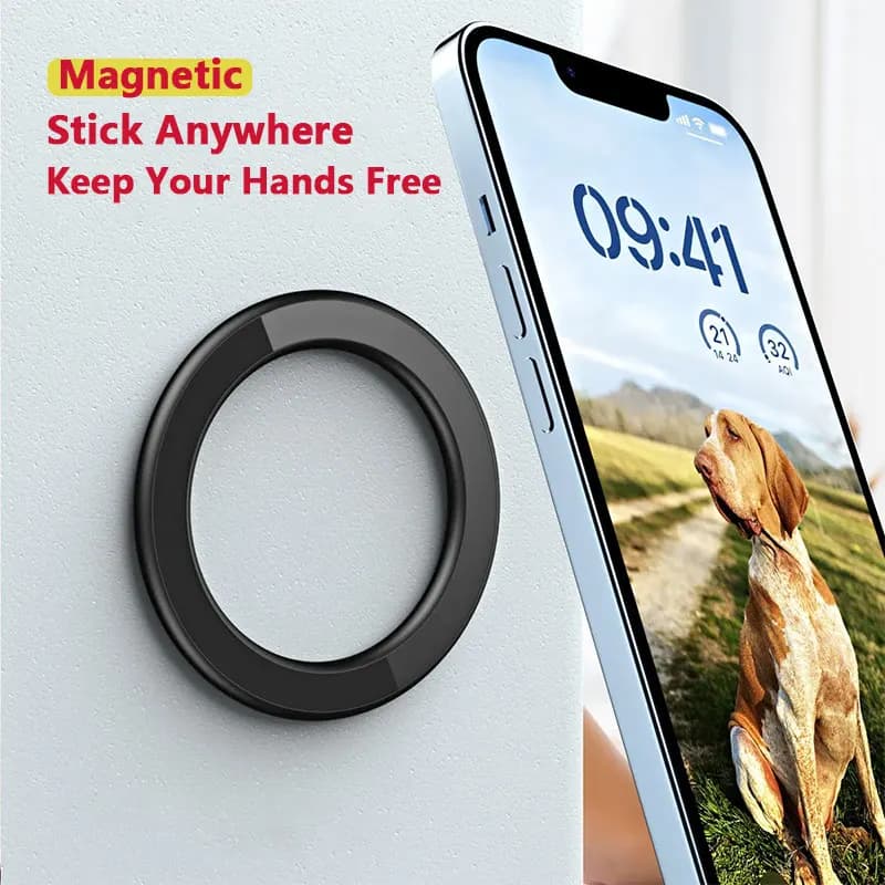 Universal Magnetic Phone Support, Compatible with Magsafe iPhone 12/13/14/15/16/17 iPad, for Cars and Walls, Tablet Door Ring