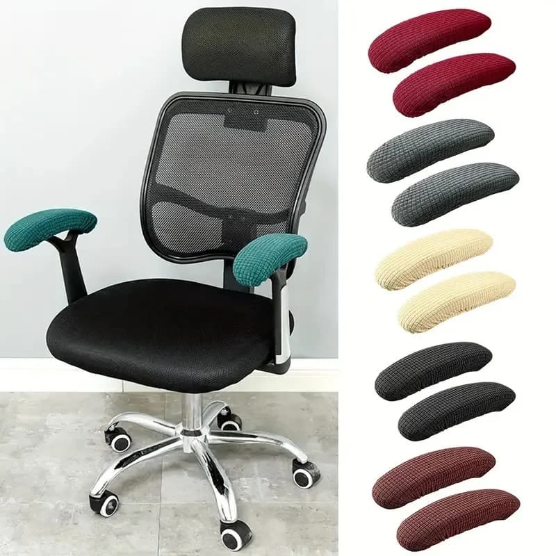 1/2 Paia di Copri Braccioli per Sedia Girevole in Tinta Unita, con Fascia Elastica, Antimacchia, Elastici, Stile Mezza Copertura, Protezioni per Braccia