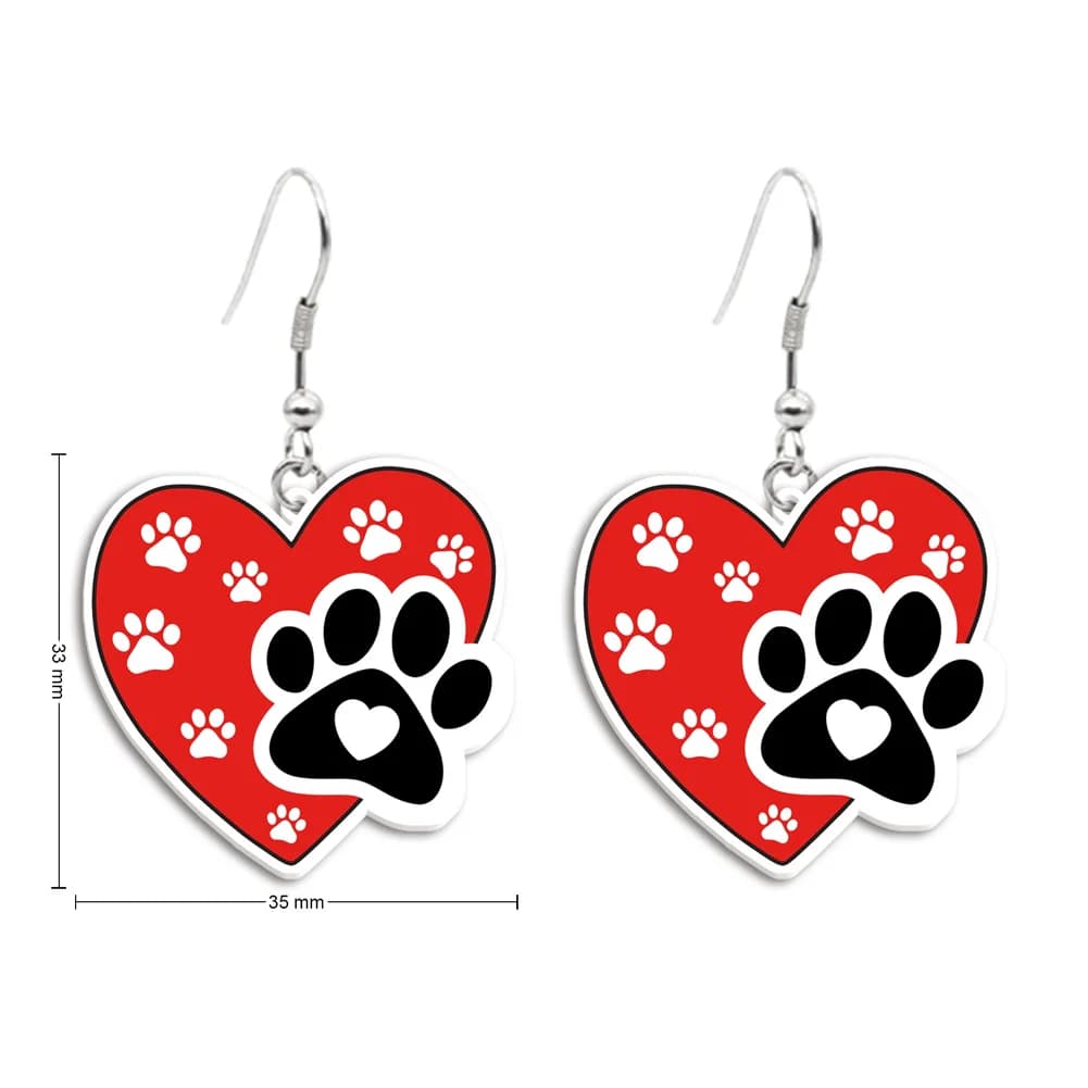 Dog Paws Prints Resin Earrings Dangle Pendant Earrings Design Drop Earrings Acrylic Girls Accessories
