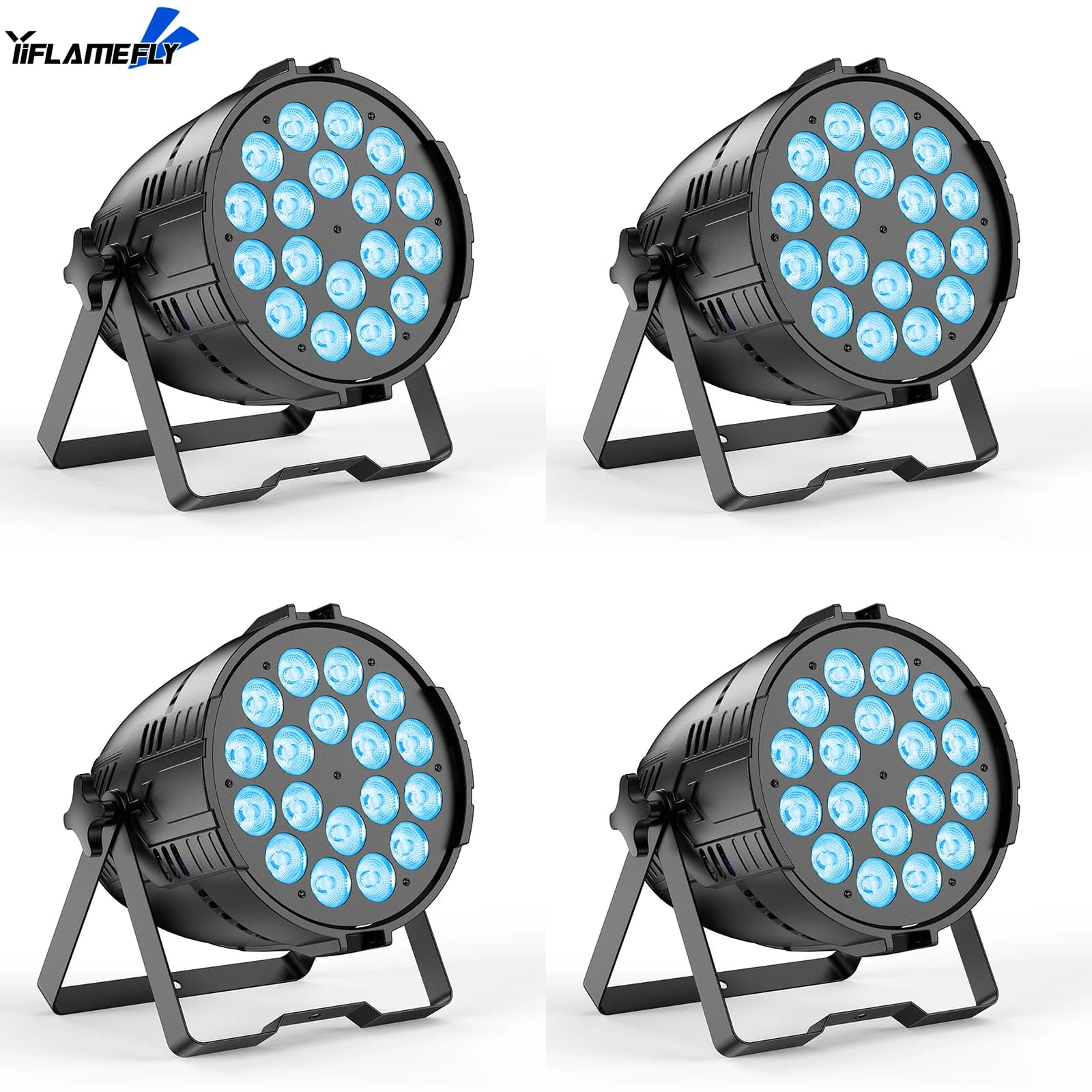Yiflamefly 4 pezzi 200W 18 faretti par LED luce da palco a LED 4 in 1 RGBW illuminazione scenica con DMX per chiese di famiglia da discoteca per feste