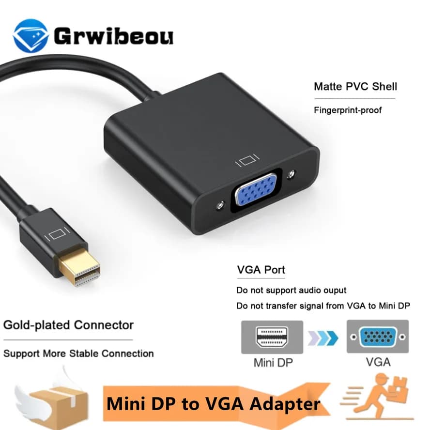 Convertitore Mini DP a VGA Adattatore Mini DisplayPort a VGA da maschio a femmina per proiettore portatile ThinkPad SurfacePro MacBook PC