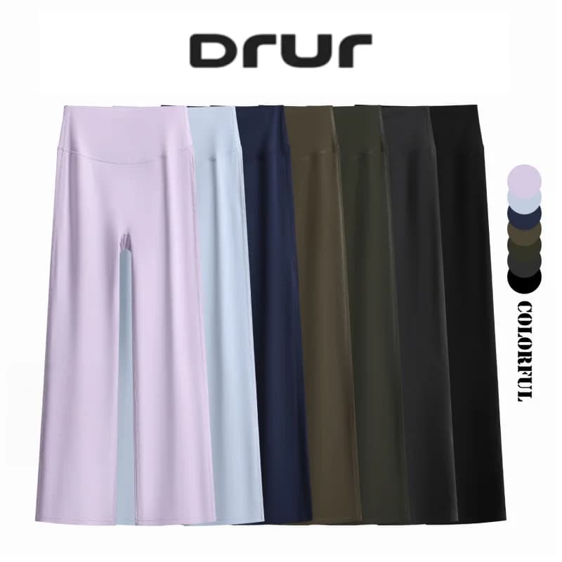 DRUR Leggings Yoga Donna a Vita Alta Capri 3/4 con Controllo Pancia, Pantaloni Svasati per Palestra Corsa Danza, Nuovi Arrivi Estivi