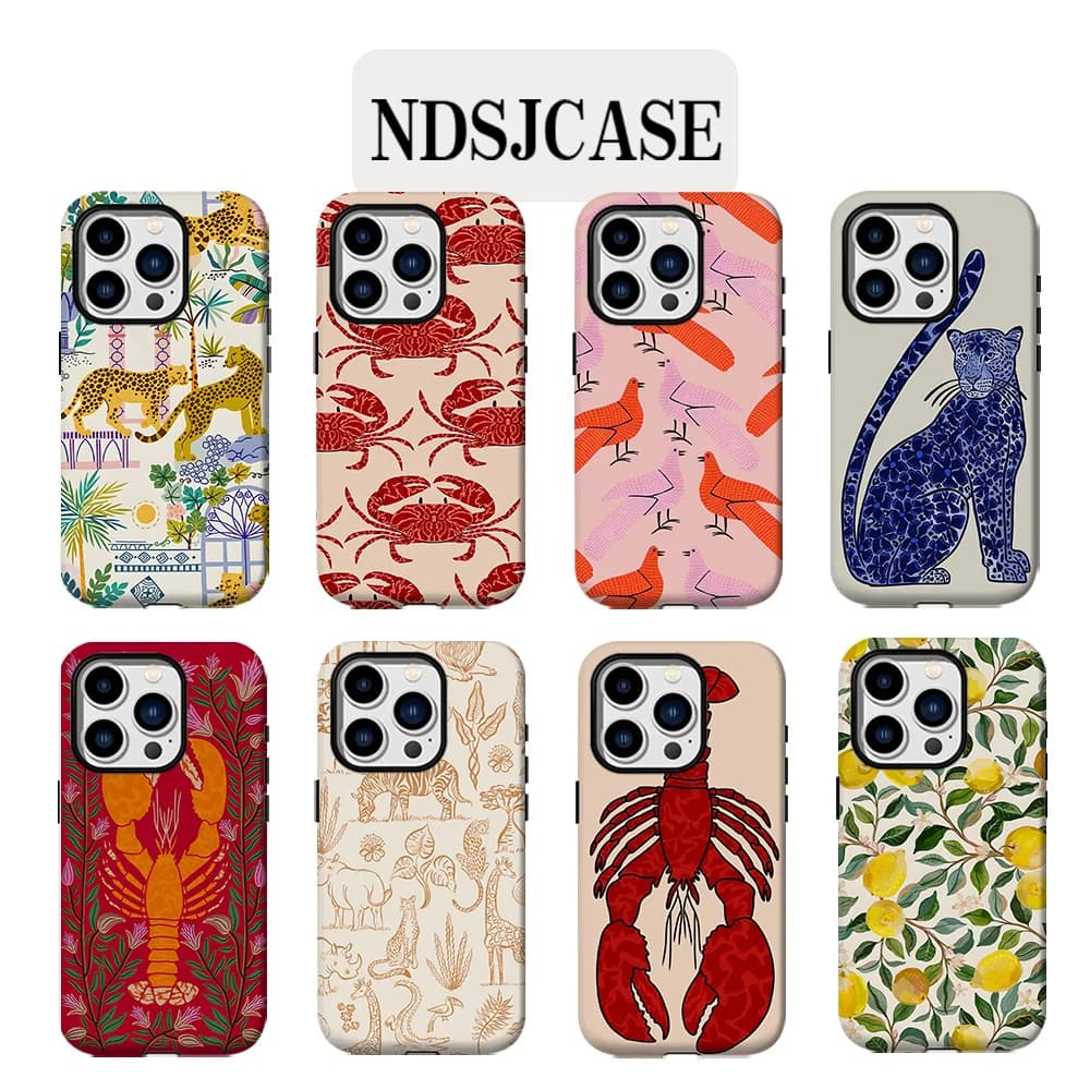 Luxury Clmj Leopard animal lemon Phone Case for iPhone 17 16 15 14 13 12 11 Air Pro Max Plus Luxury Double-layer Back Cover