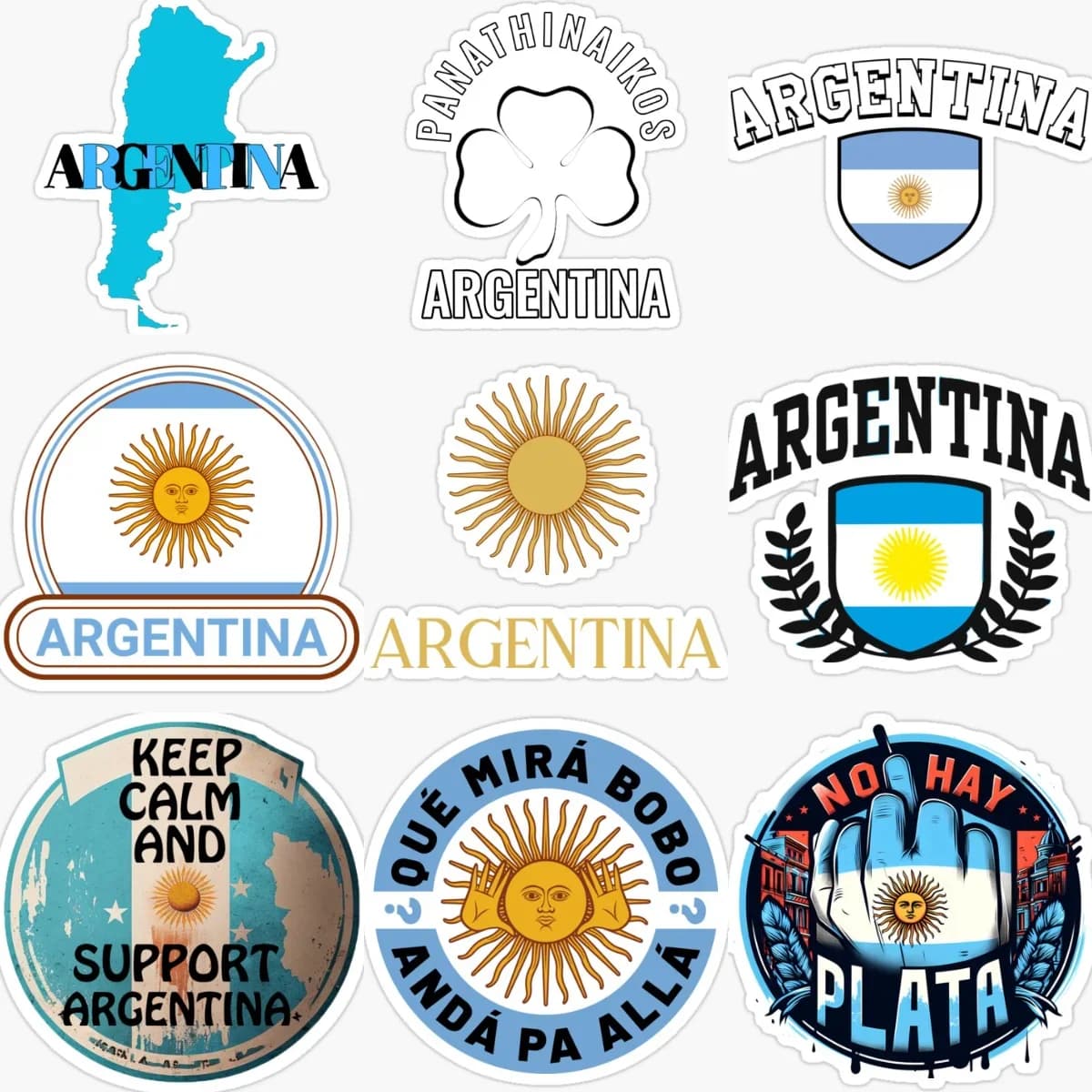 Adesivi creativi impermeabili con emblema della bandiera argentina per auto, moto, bicicletta, casco, parete, finestra, frigorifero, accessori decorativi