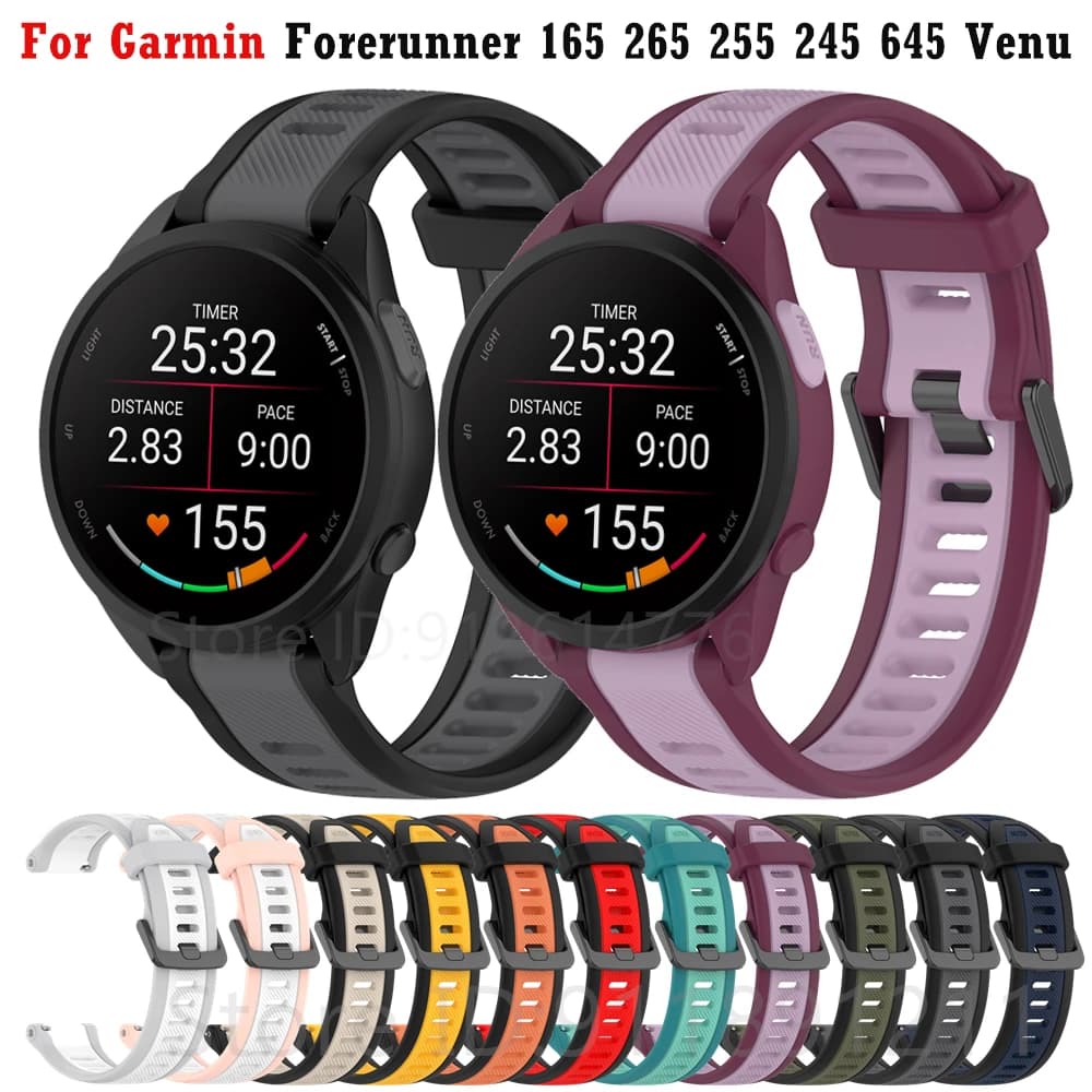 Cinturino per orologio in silicone per Garmin Forerunner 165 245 645 255S 255 265S 265 Venu SQ 2 3 2S 3S Bracciale da polso Venu 2 Plus Band