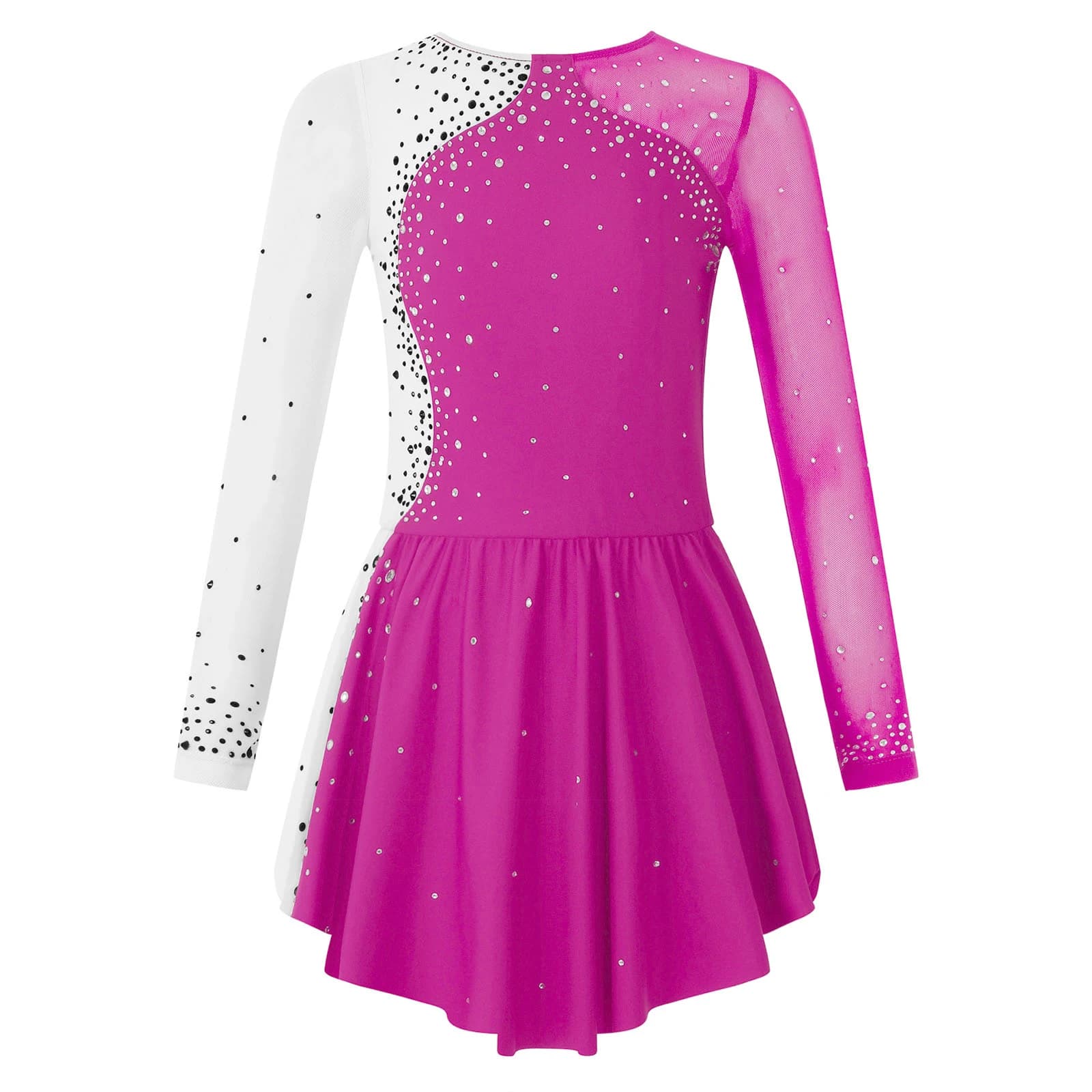 Abiti da pattinaggio su ghiaccio per ragazze, maniche lunghe, collant con strass, vestito da ginnastica, body, balletto, danza, costume da spettacolo