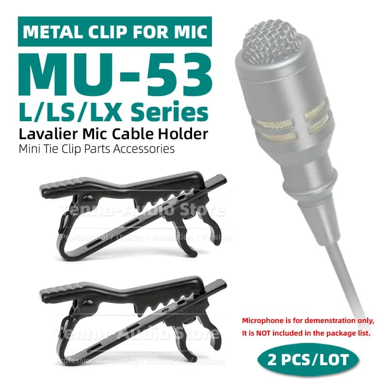Per Mipro MU-53L MU-53LX MU 53 L LX Lavalier Supporto per cavo per microfono Fascetta per cavo per microfono Chiusura a coccodrillo Morsetto per risvolto