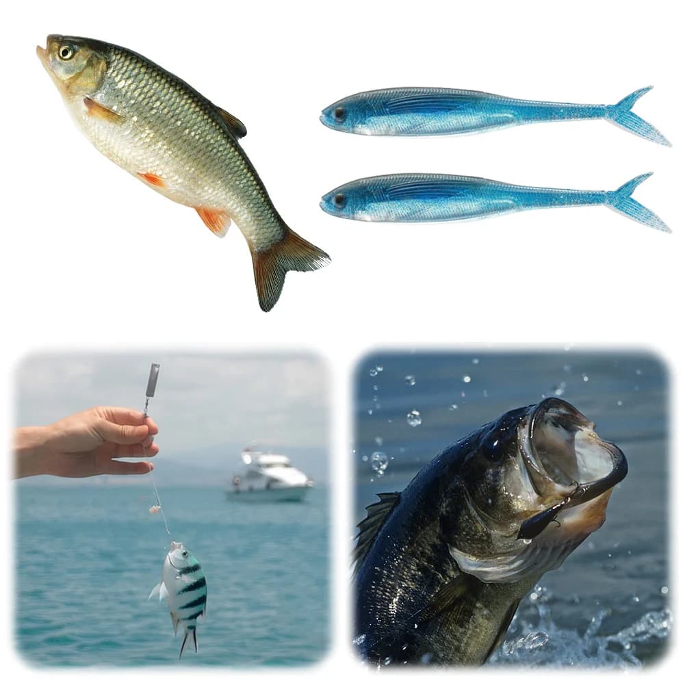 2 Pieces Artificial Esche Morbide Type Shad Swimbait for Luccio, Spigola, Trota e Pesca in Mare