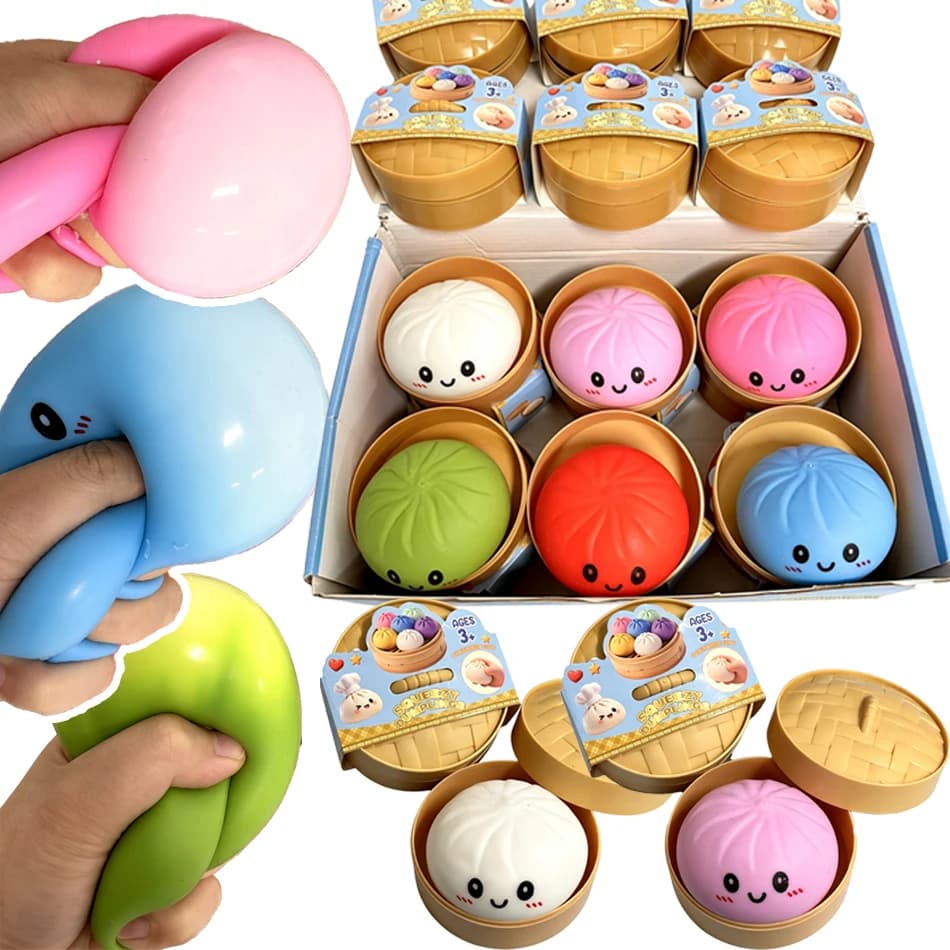 Glitter Dumpling Squishy blind Box Dumplings Sensory Steamer Soft TPR Dough Ball for Decompression Fidget Toy Stress Relief Gift