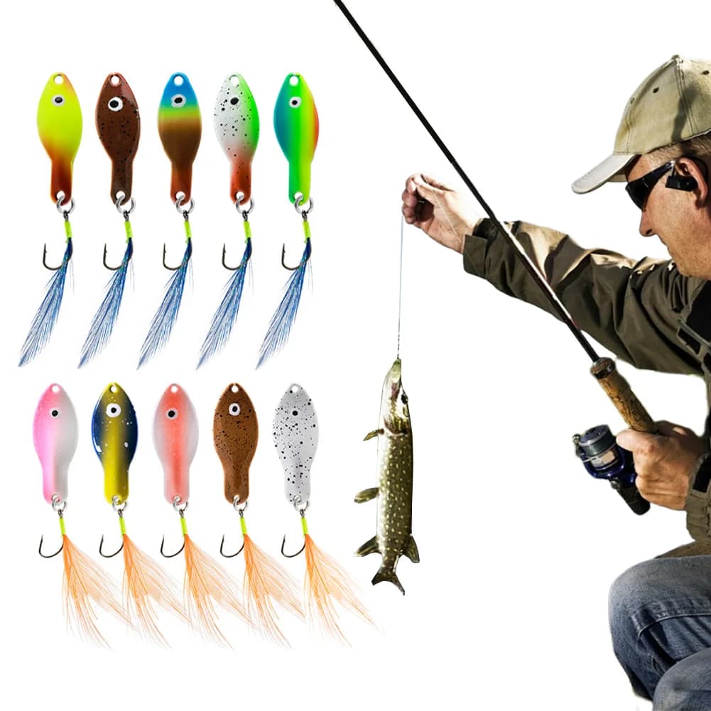 Fishing baits with Metal Blade, 360 degree Rotating Spinner, Dura bait with Reflective Coda in Feather for Salt Water and Sweet