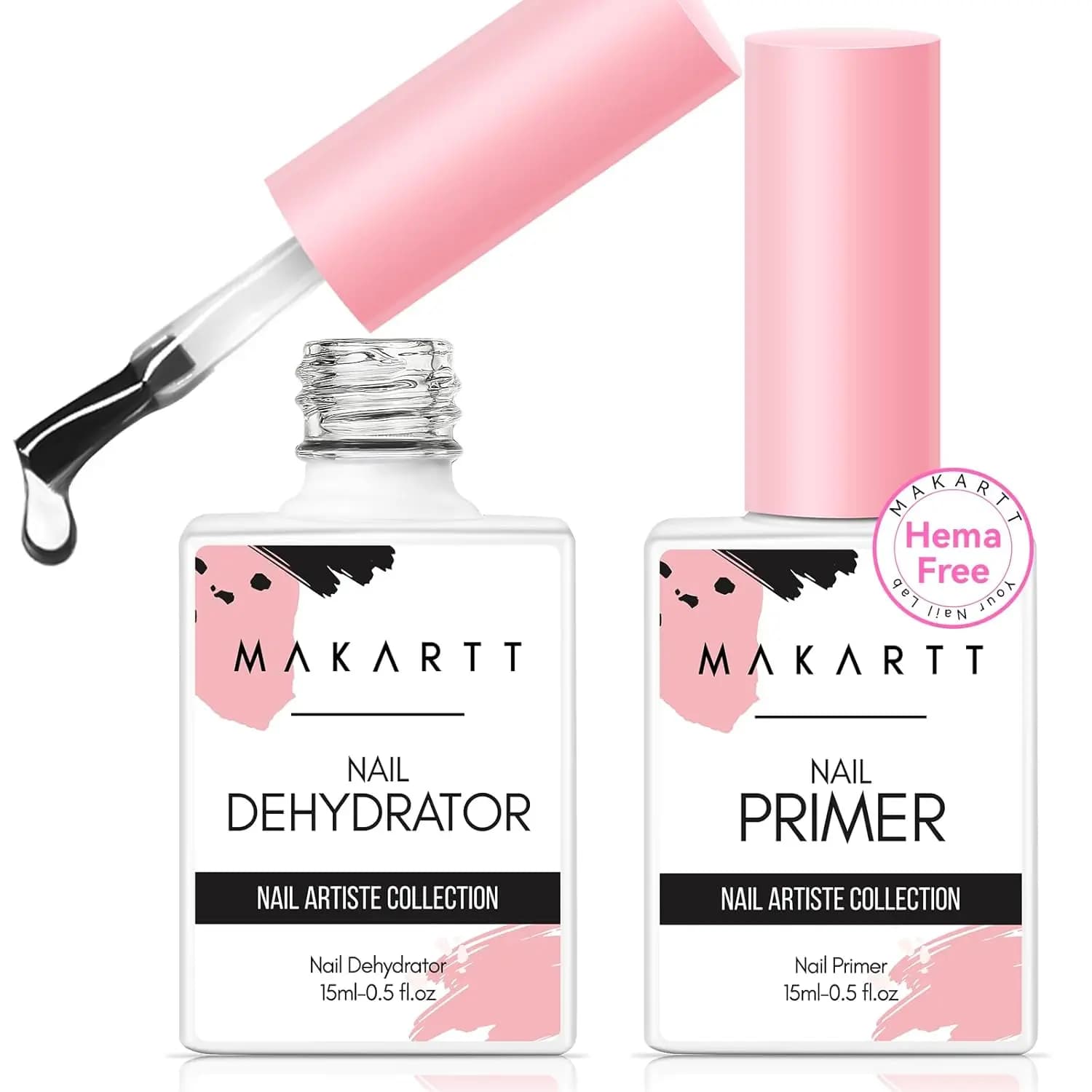 2 pezzi di prelievo naturale per unghie senza acidi, disidratazione e primer Makartt, 15 ml, smalto per unghie gel, disidratatore e forniture per primer
