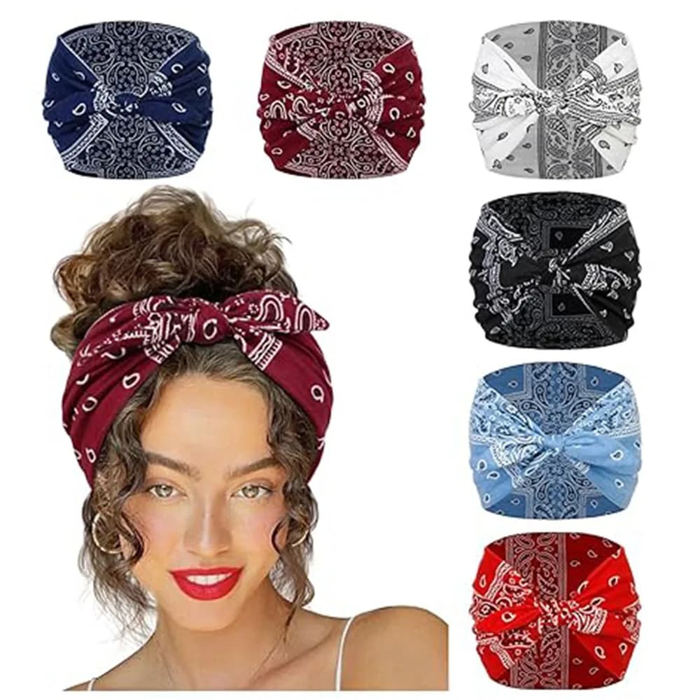 1/6 Confezioni Fasce per capelli con fiocco per donna Fasce per capelli extra larghe per capelli da donna Copricapo antiscivolo Allenamento Turbante Accessori per capelli